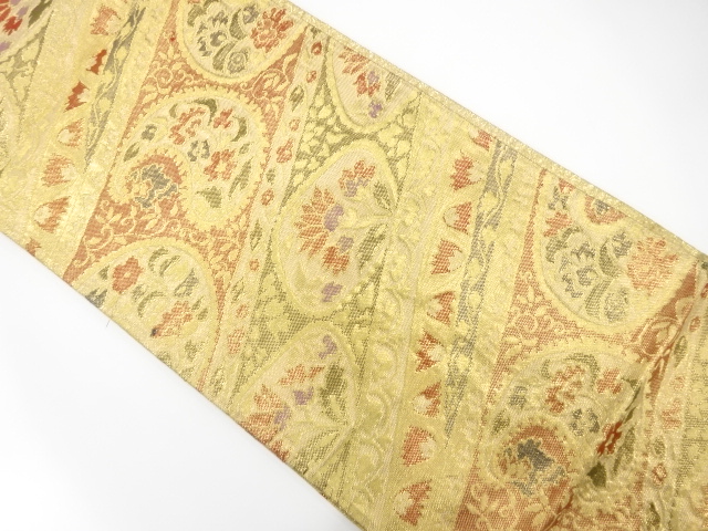 JAPANESE KIMONO / ANTIQUE FUKURO OBI / SILK / WOVEN FLOWER ARABESQUE